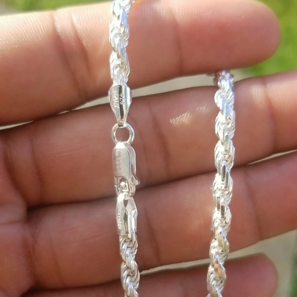 Sterling Silver 925 High Polished Rope Chain